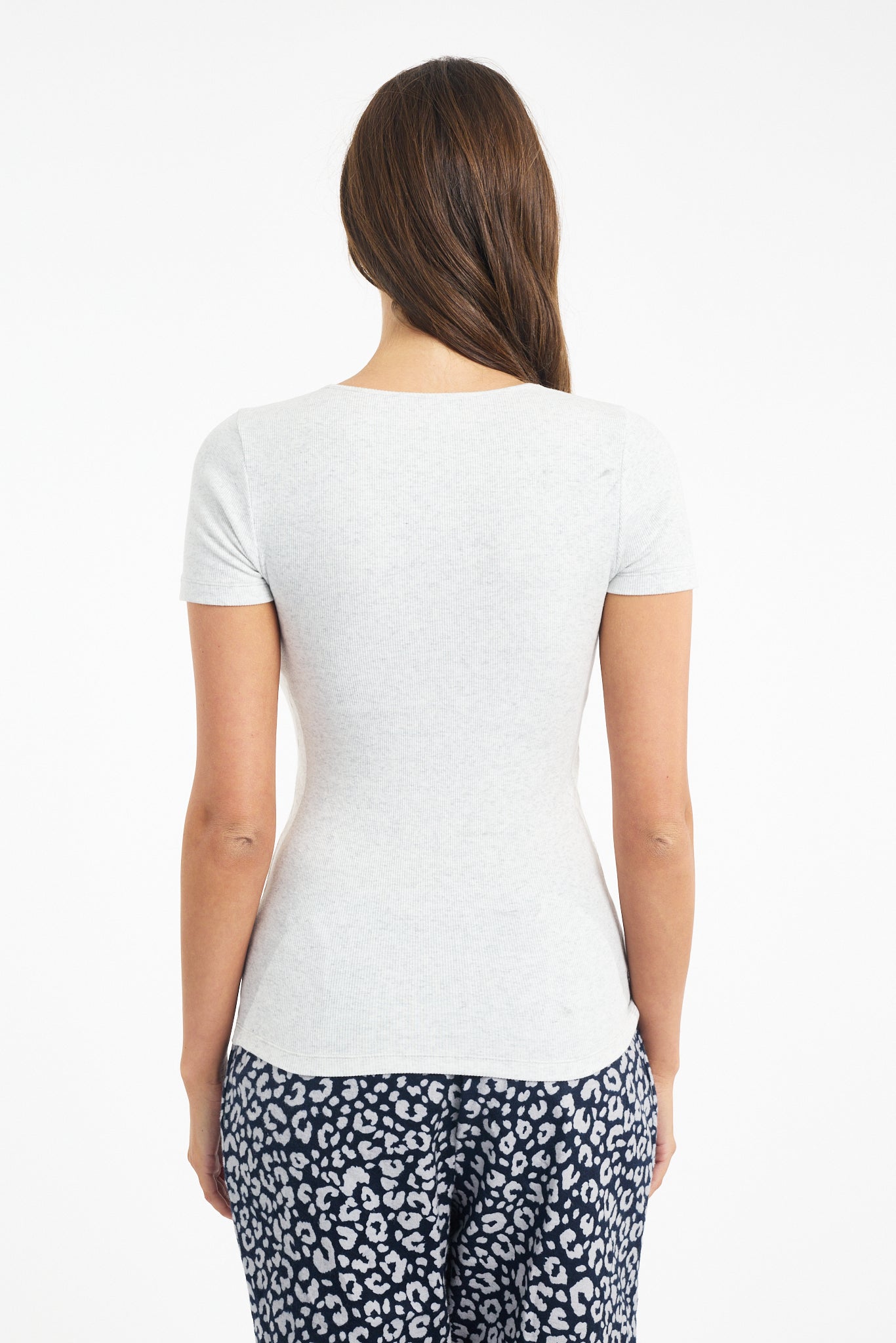 Cotton Short Sleeve With Lace - Grey Marle