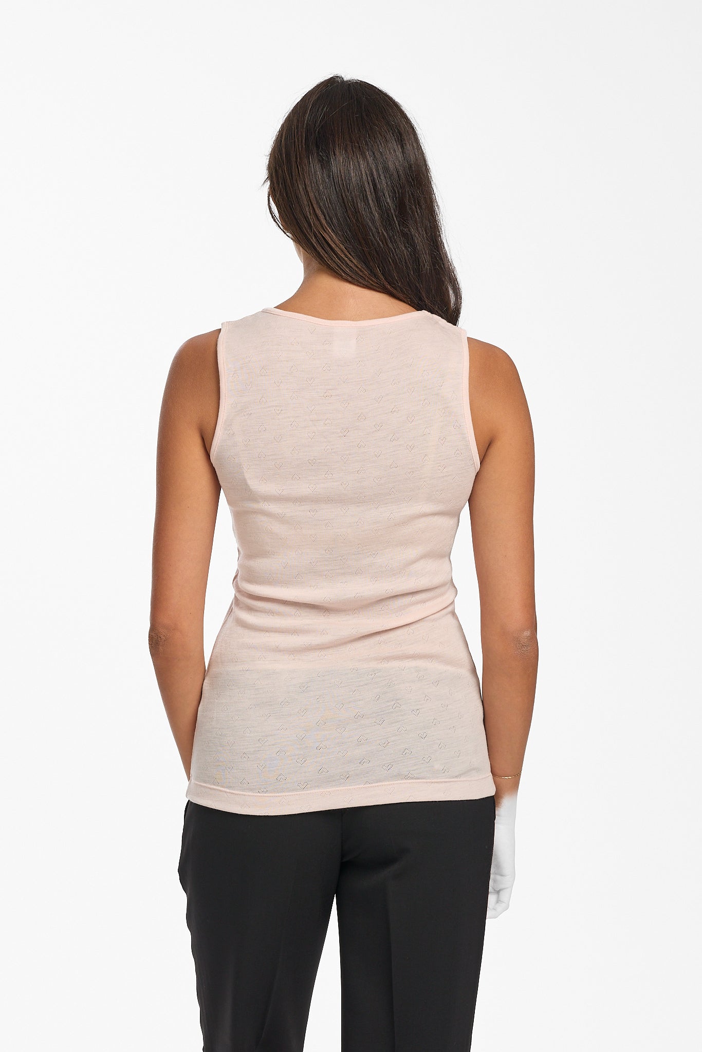 New Merino Wool & Bamboo Pointelle Thermal Tank - Blush