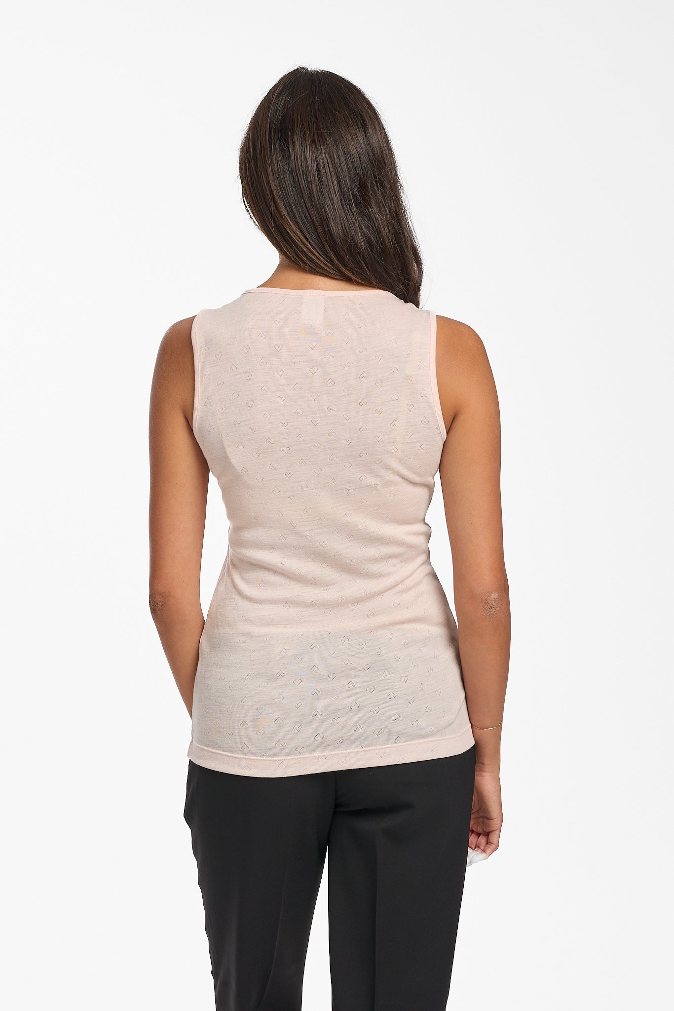 New Merino Wool & Bamboo Pointelle Thermal Tank - Blush