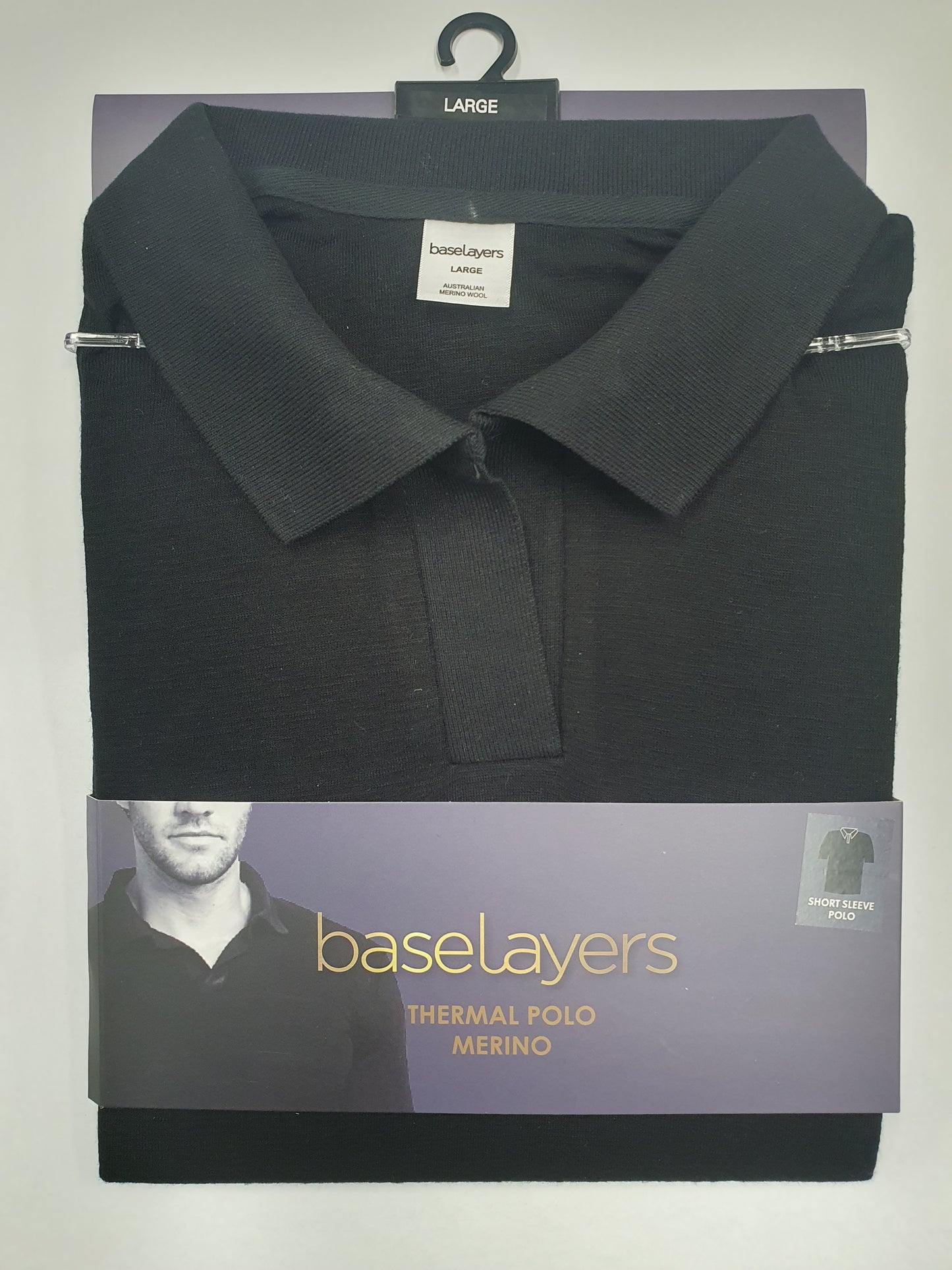 Men's Pure Merino Wool POLO Short Sleeve - Black