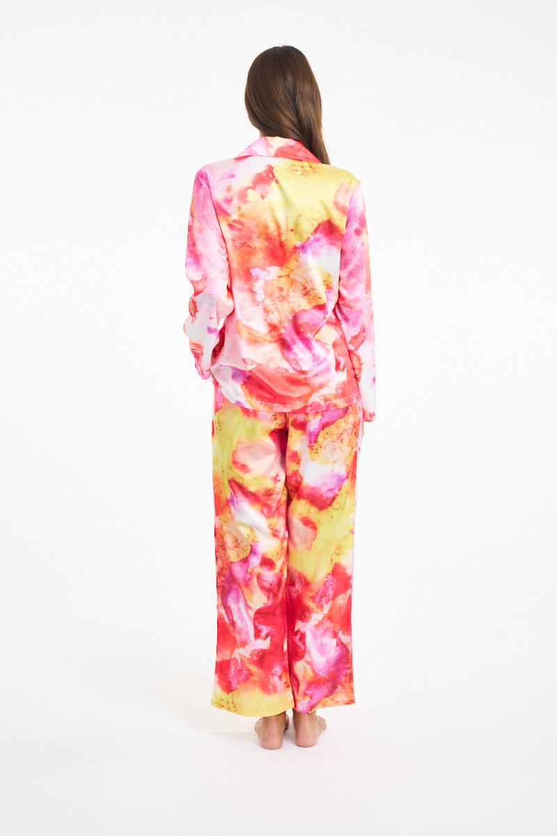 Morning Honey Satin PJ Set Watercolor