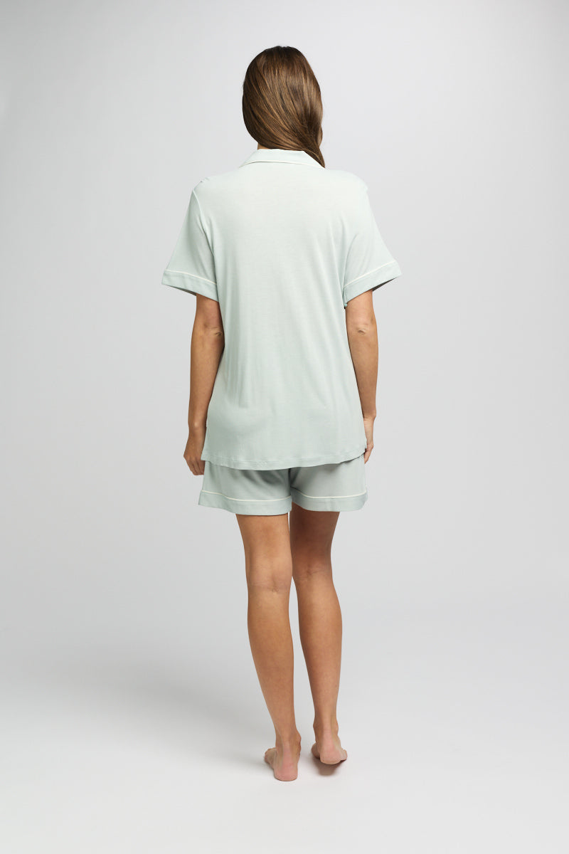 Morning Honey Jersey Piped PJ Set - Mint