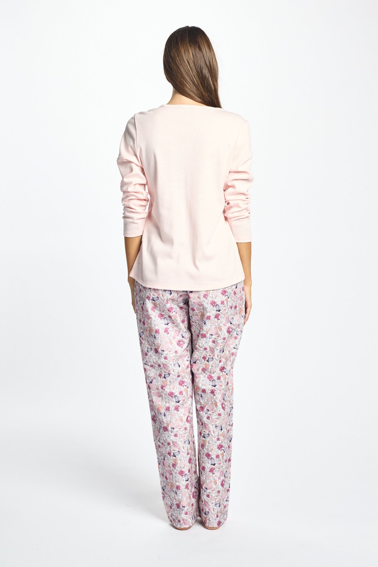 Cotton Rib Long Sleeve Top - Pink