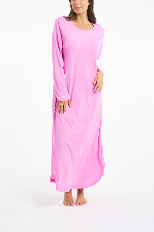 Morning Honey Piped Lounge SleepShirt - Rasberry