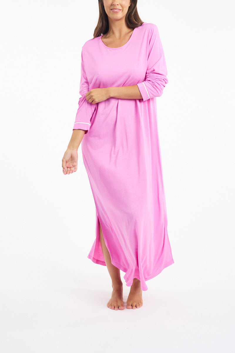 Morning Honey Piped Lounge SleepShirt - Rasberry