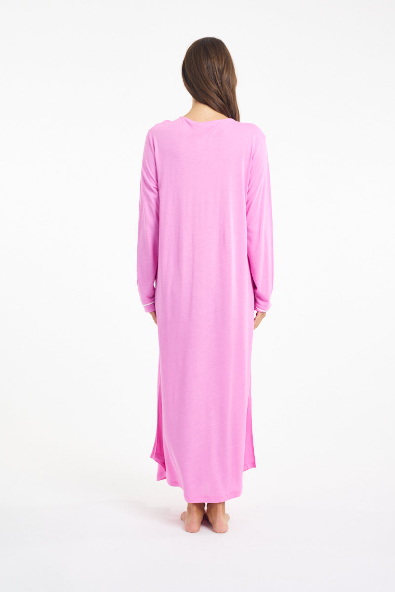 Morning Honey Piped Lounge SleepShirt - Rasberry