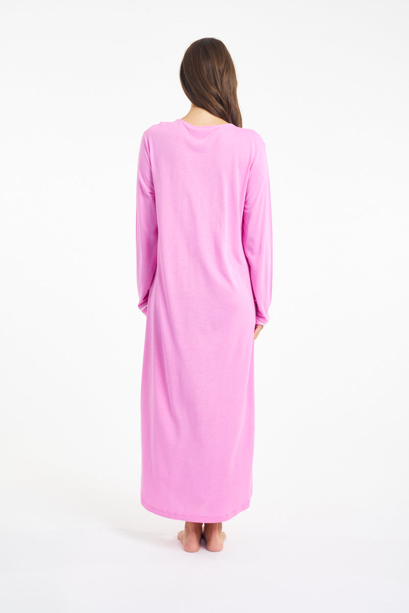Morning Honey Piped Lounge SleepShirt - Rasberry