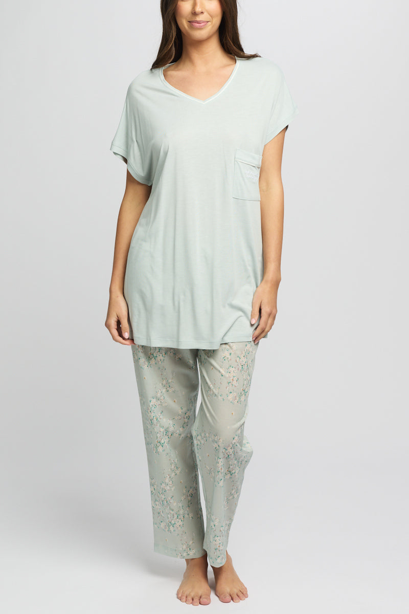 Viscose Jersey Cap Sleeve T-Shirt - Mint
