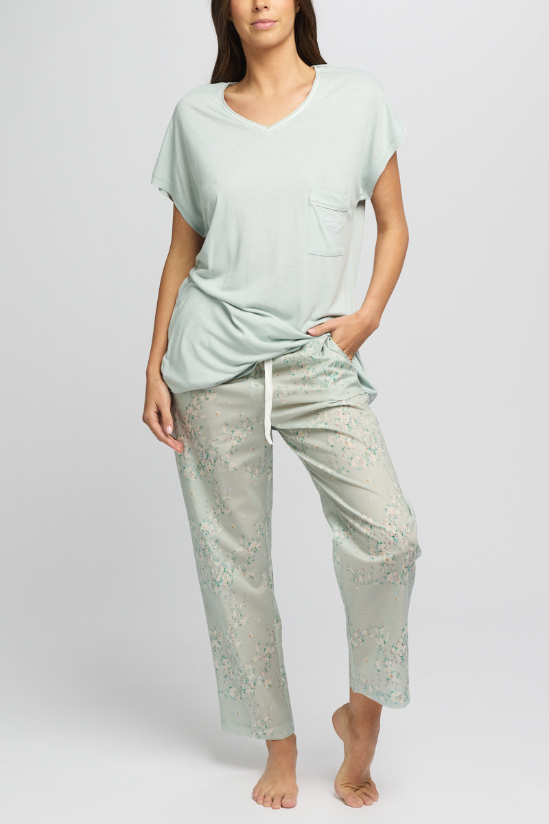 Viscose Jersey Cap Sleeve T-Shirt - Mint