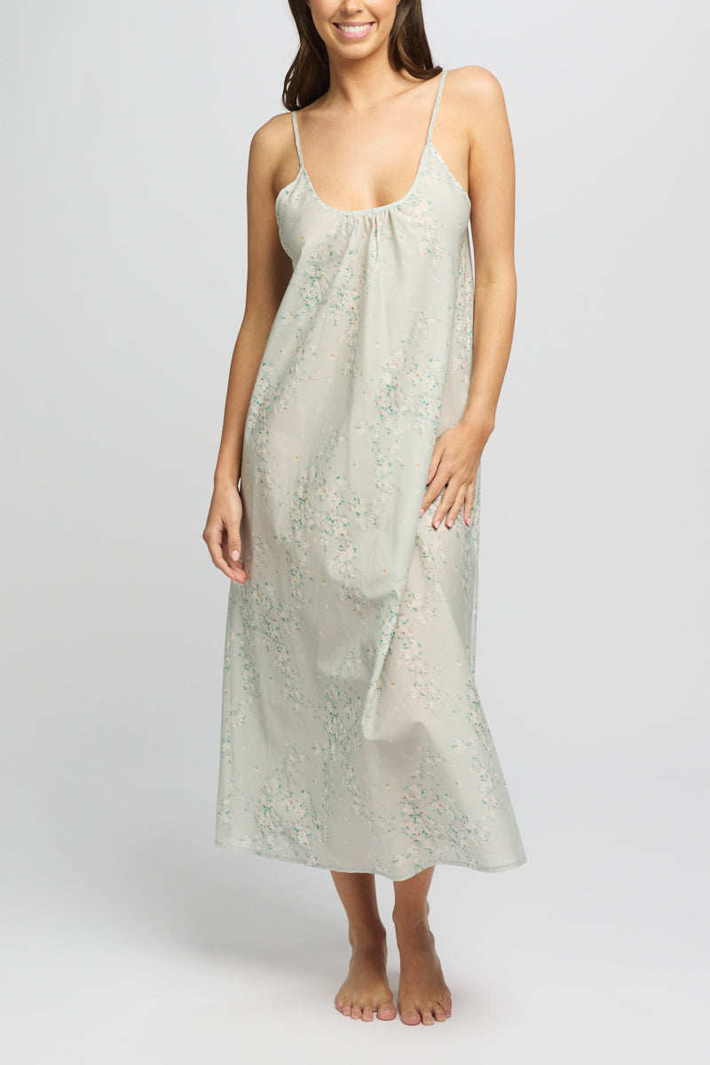 Morning Honey Cotton Voile Nightdress - Mint Blossom