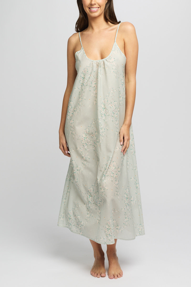 Morning Honey Cotton Voile Nightdress - Mint Blossom