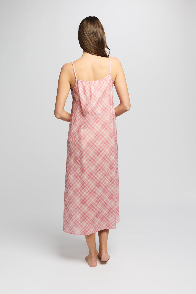 Morning Honey Cotton Voile Nightdress Long - Musk Gingham