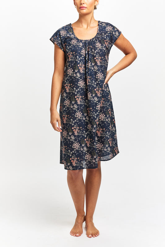Morning Honey Cotton Cap Sleeve Nightdress - Wild Posy