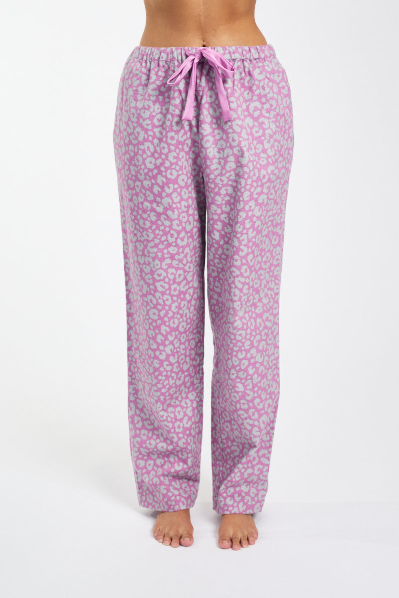 Morning Honey Brushed Cotton PJ Pant - Fuchsia Animal