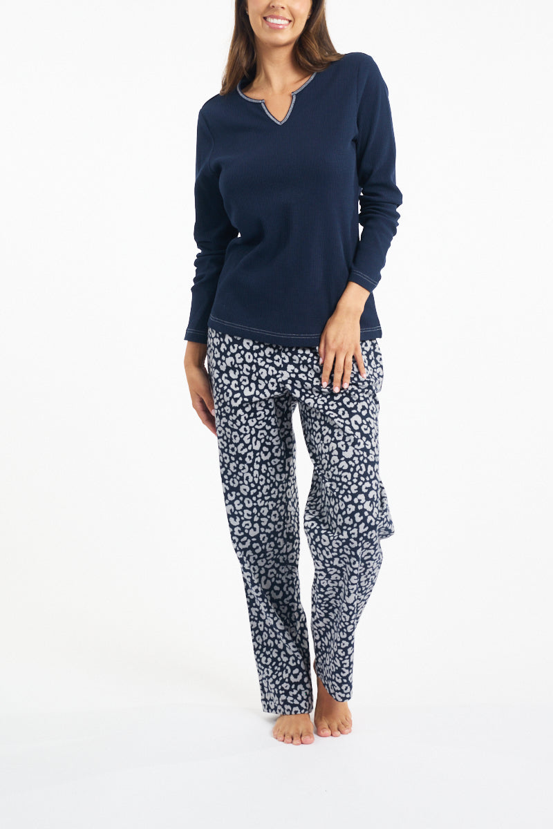 Morning Honey Brushed Cotton PJ Pant - Navy Animal