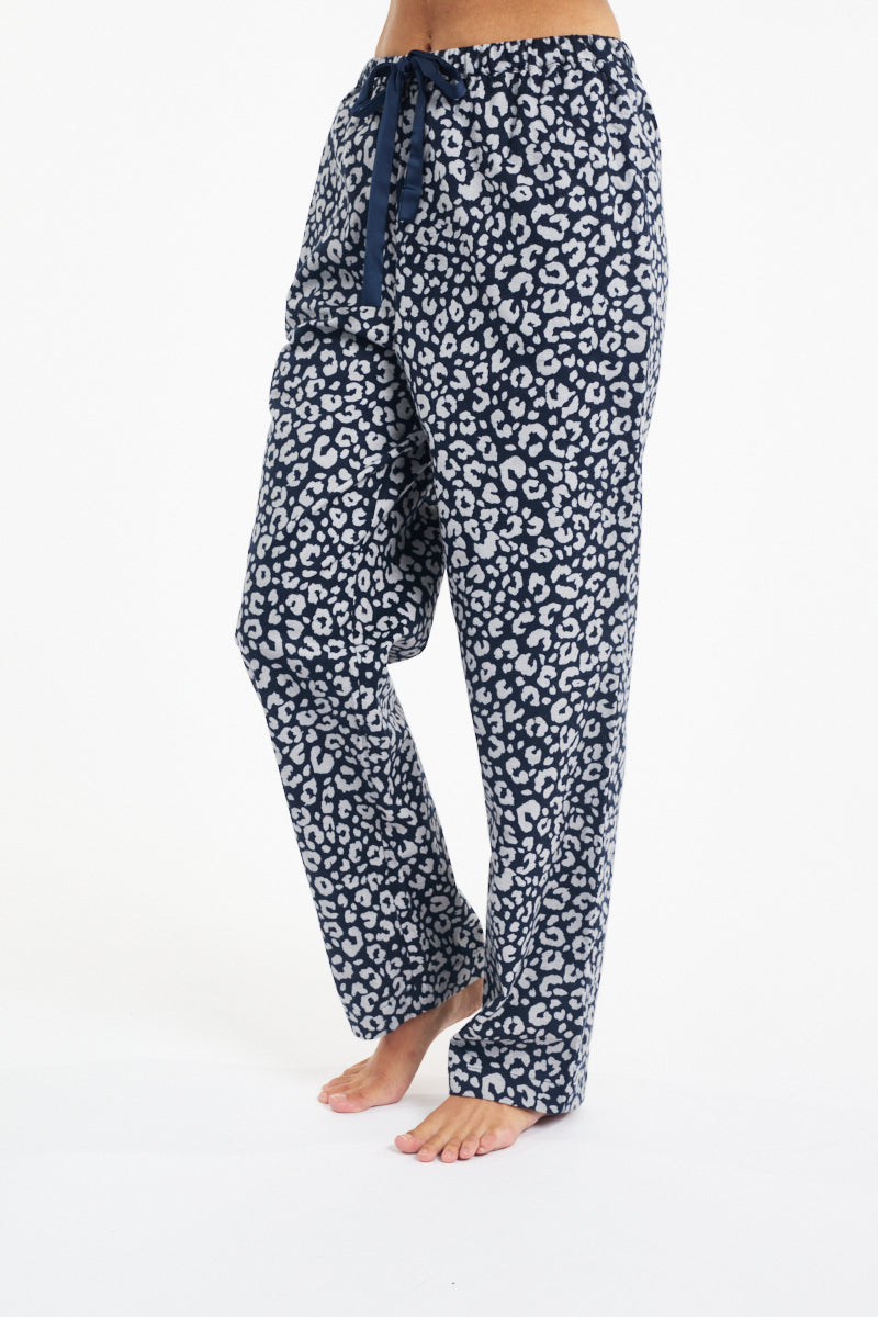 Morning Honey Brushed Cotton PJ Pant Navy Animal