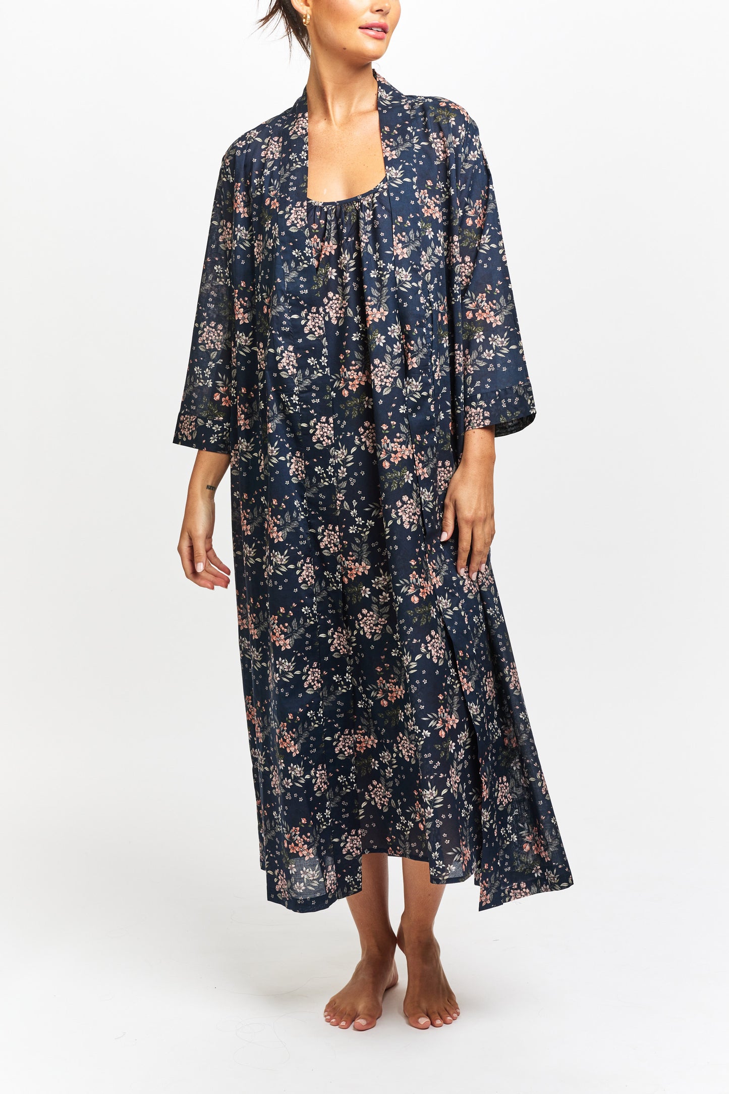 Morning Honey Cotton Voile Robe - Wild Posy