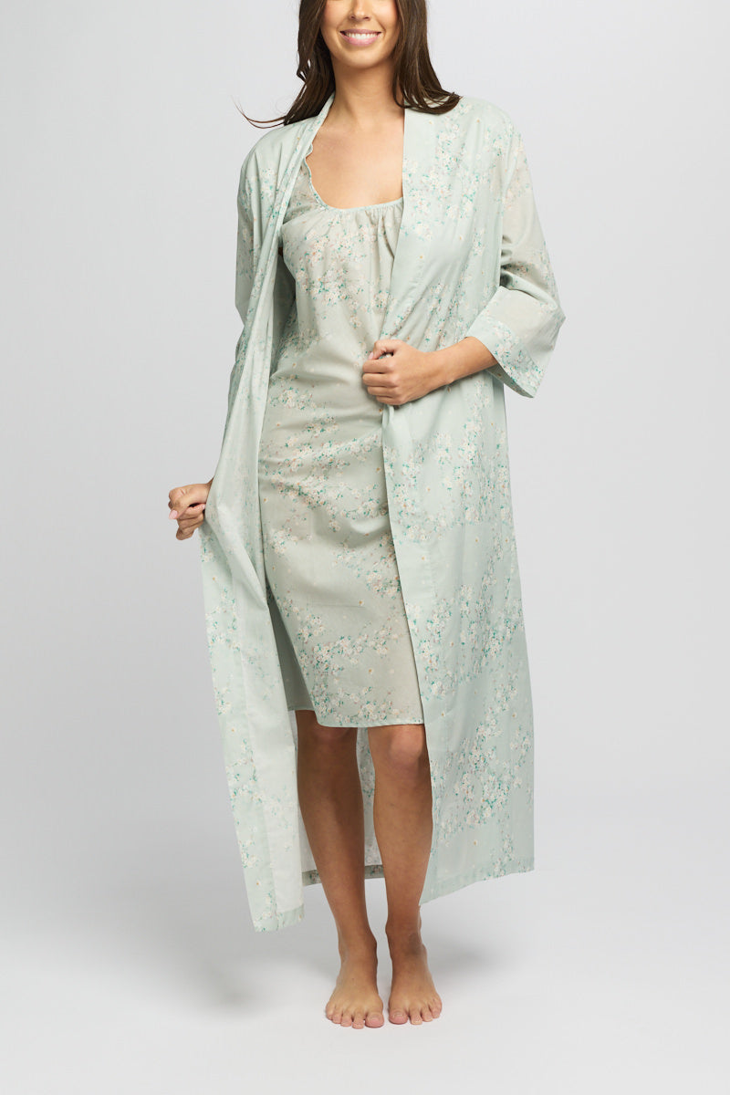 Morning Honey Cotton Voile Robe - Mint Blossom