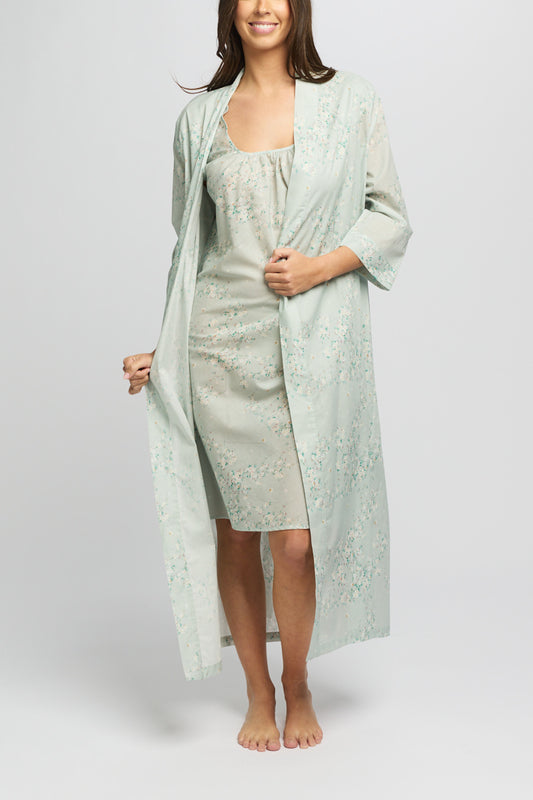 Morning Honey Cotton Voile Robe - Mint Blossom