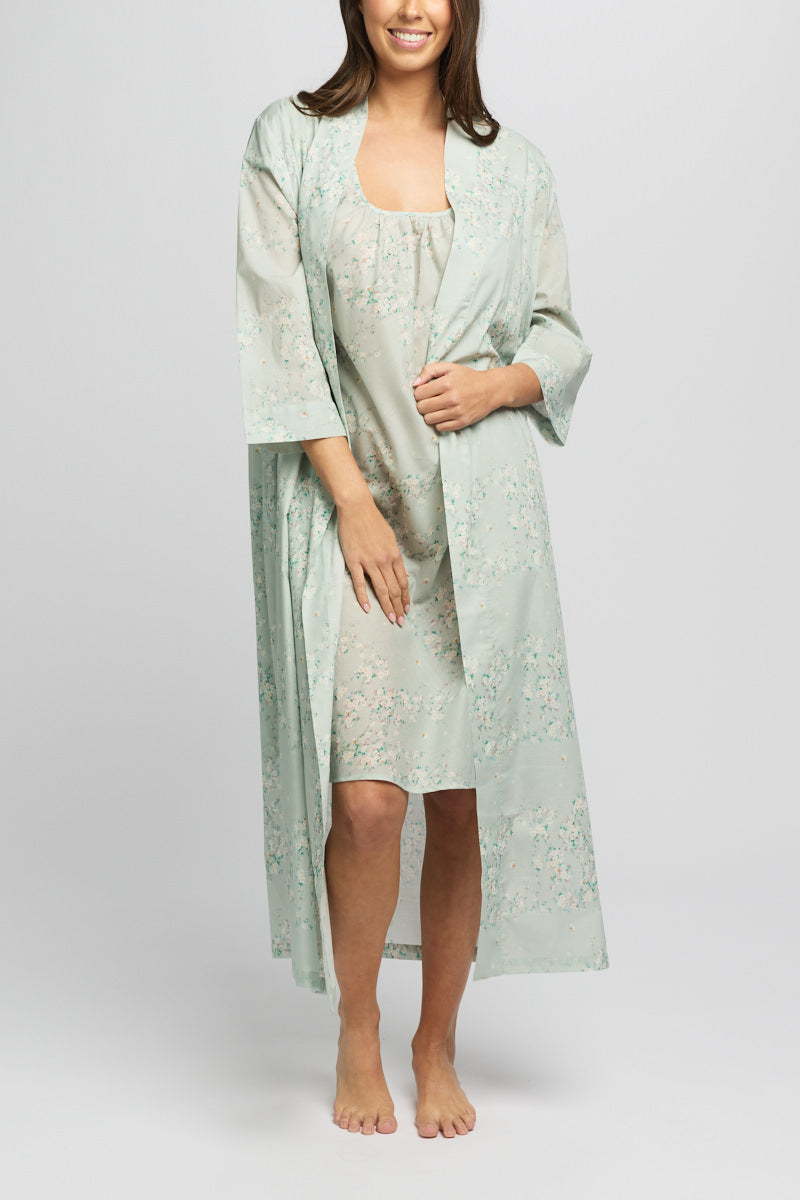 Morning Honey Cotton Voile Robe - Mint Blossom