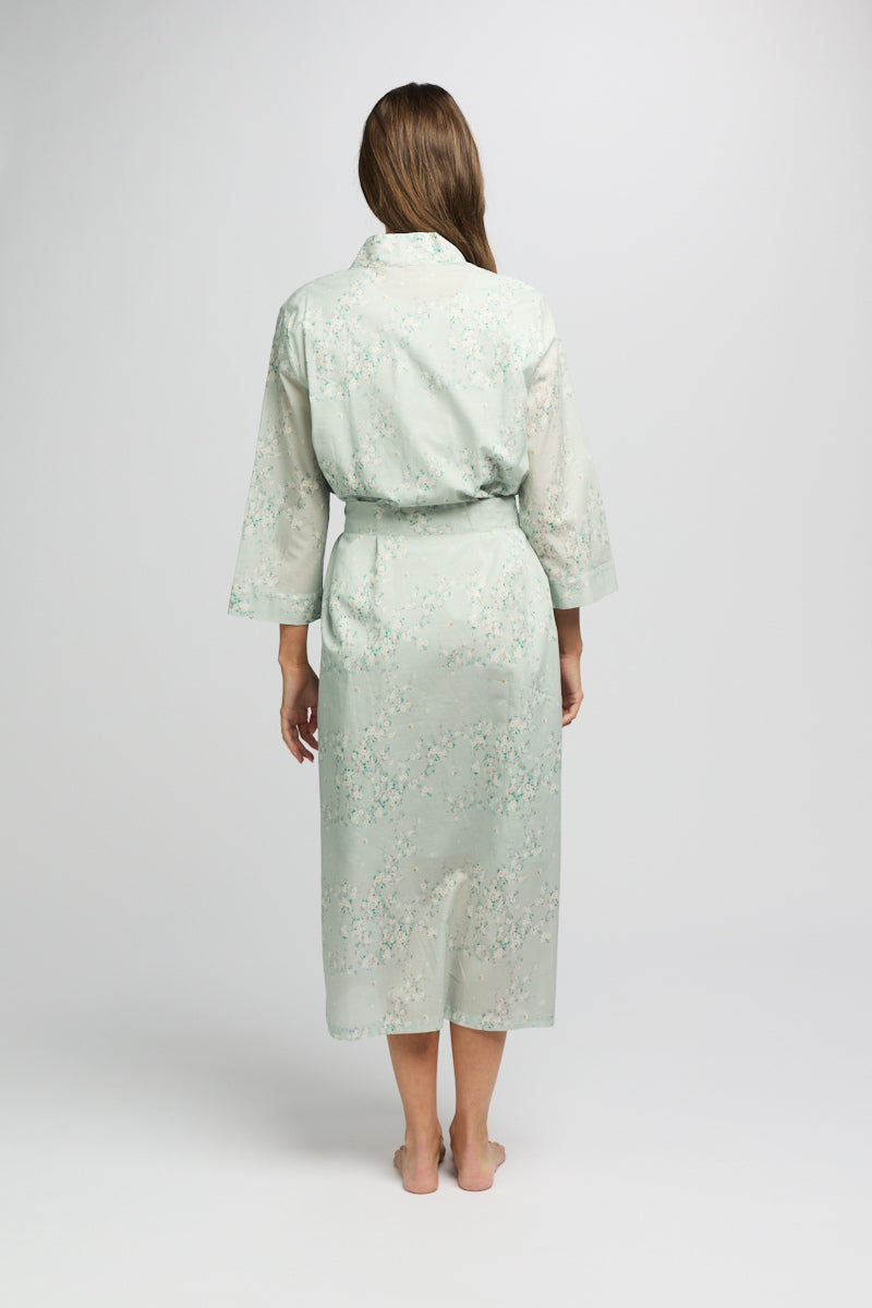 Morning Honey Cotton Voile Robe - Mint Blossom