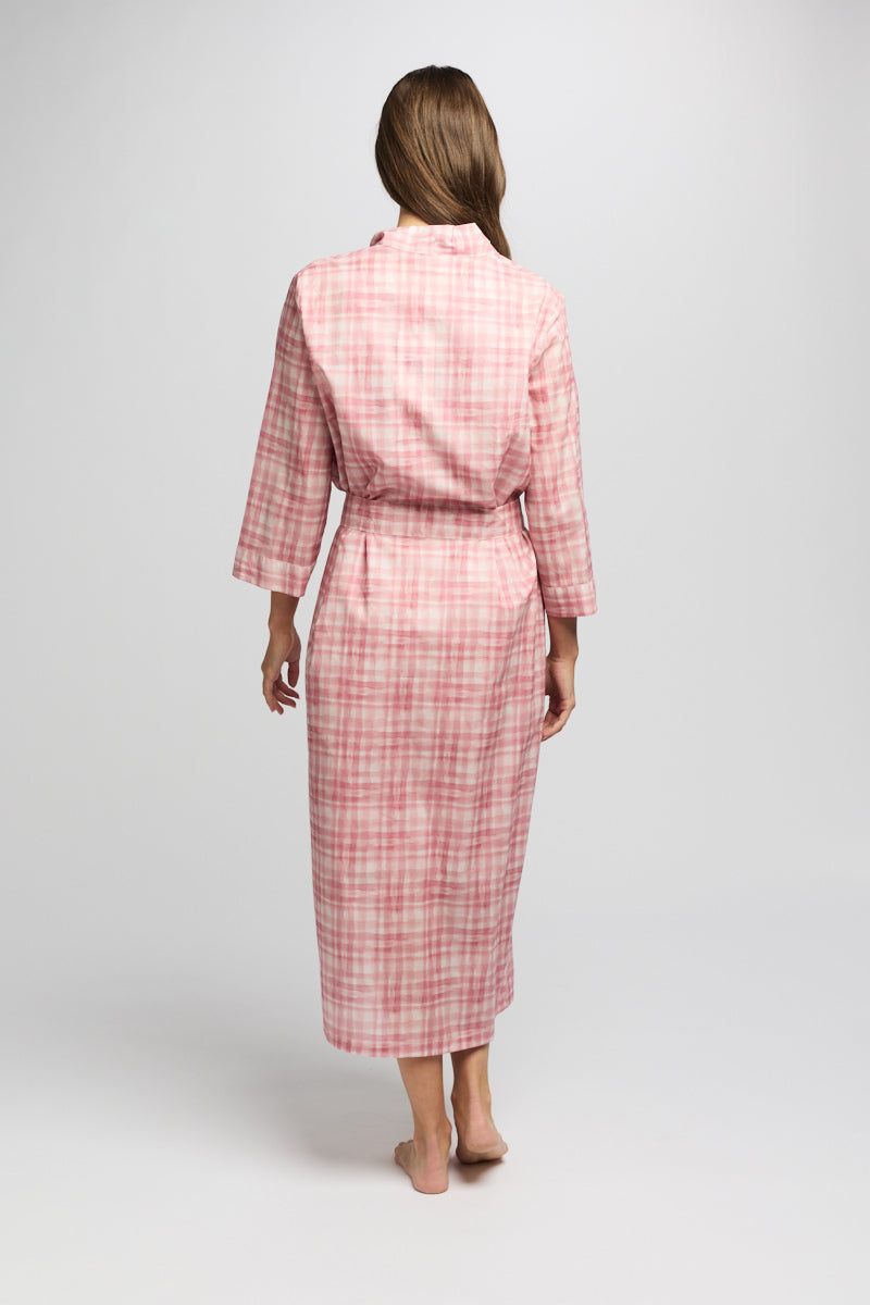 Morning Honey Cotton Voile Robe - Musk Gingham