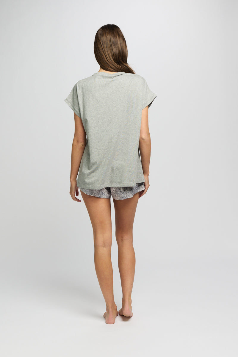 Cotton Cap Sleeve T-Shirt - Grey Marle