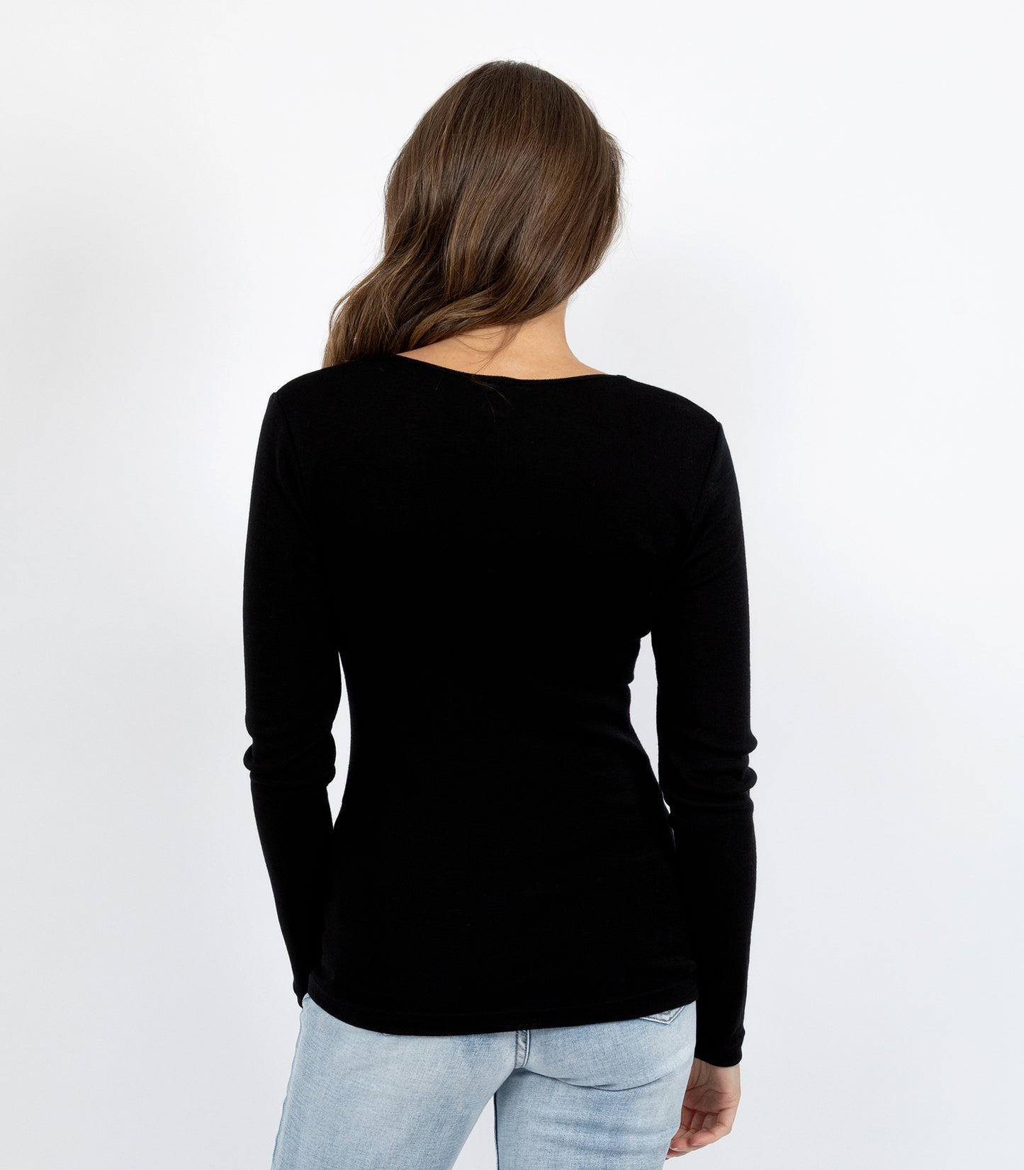 Pure Merino Wool 200gsm Long Sleeve  - Black