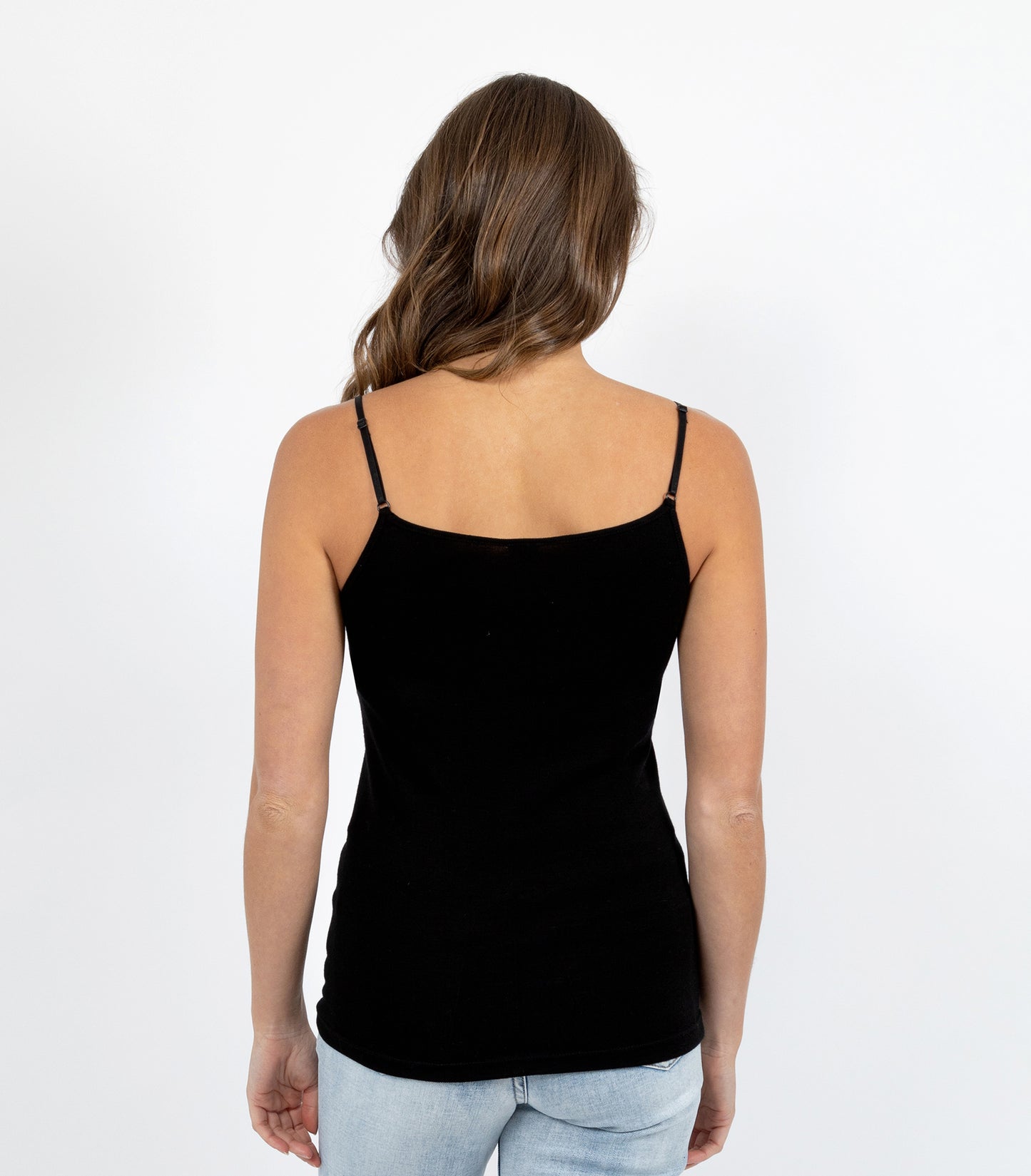 Pure Merino Wool 200gsm Cami with Motif Black