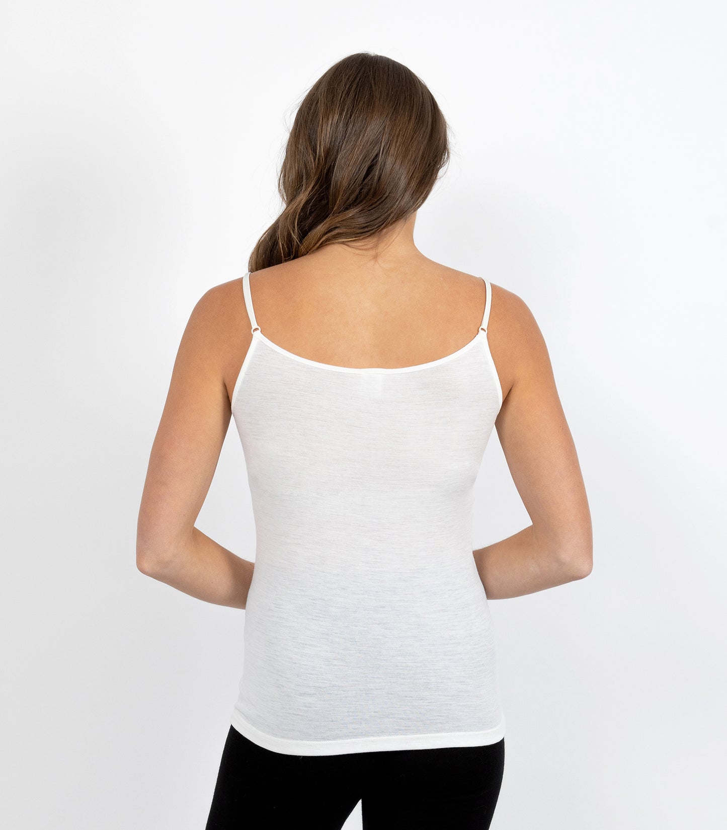 Pure Merino Wool 200 gsm Cami with Motif Ivory
