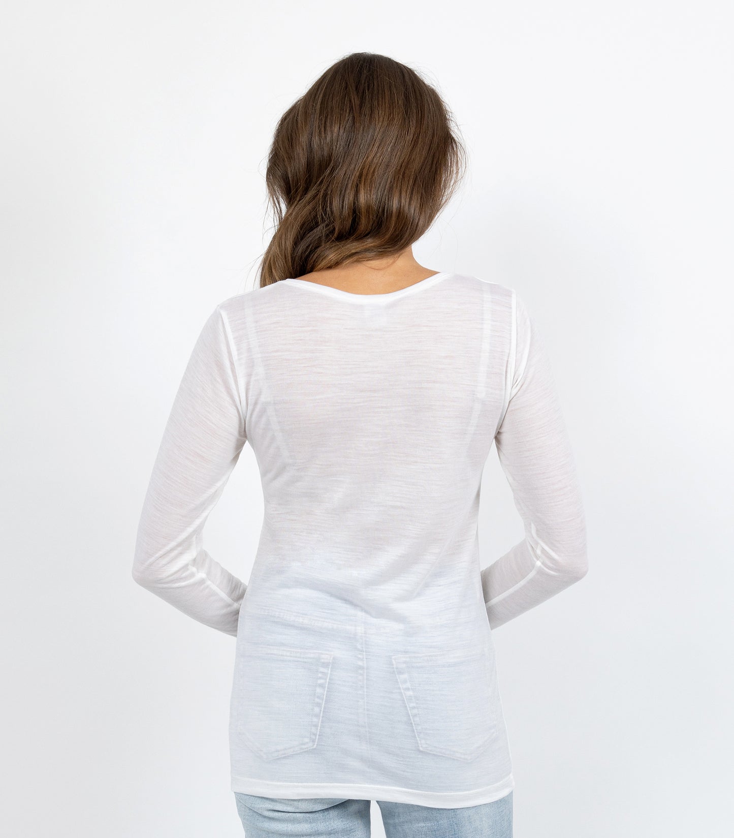 E Wool Long Sleeve Top - Ivory