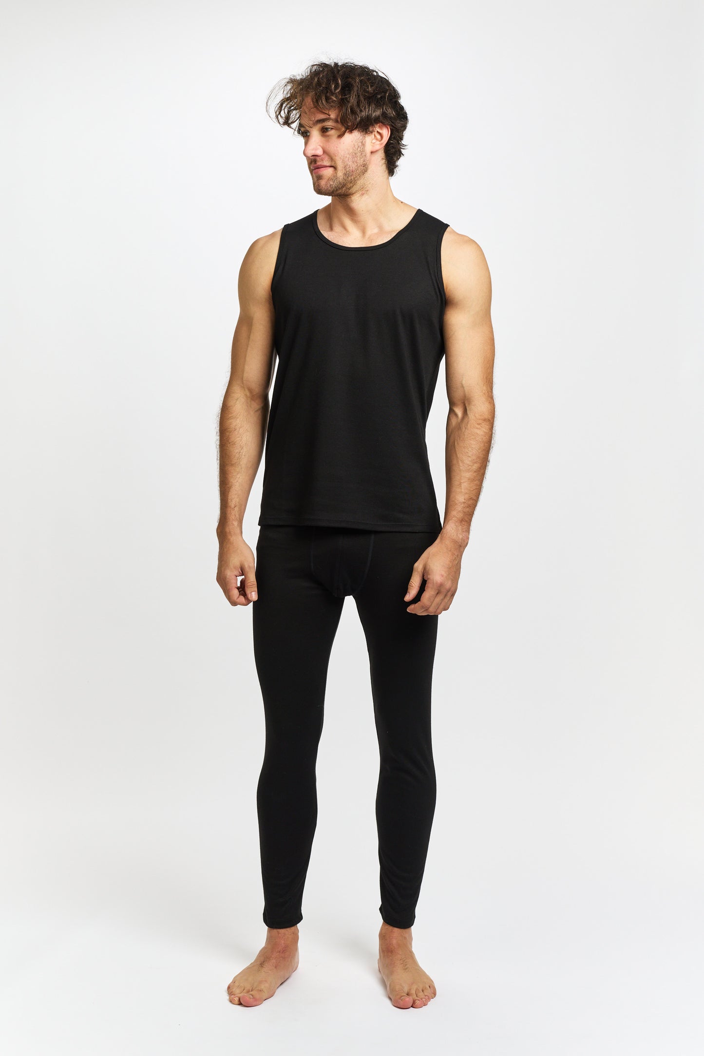 Mens Interlock Thermal Tank - Black