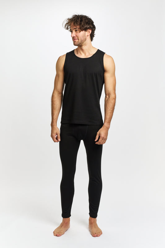 Mens Interlock Thermal Tank - Black