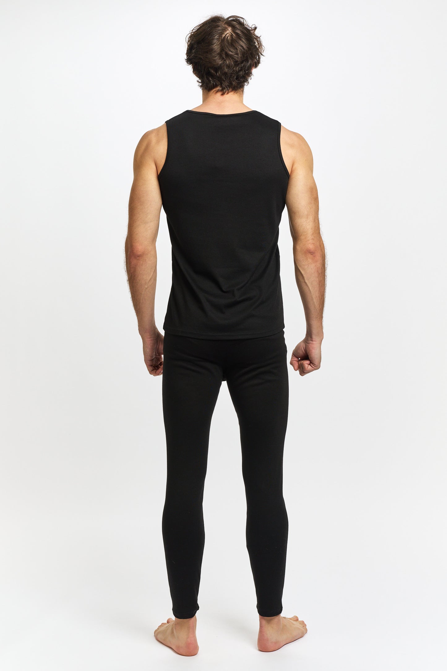 Mens Interlock Thermal Tank - Black