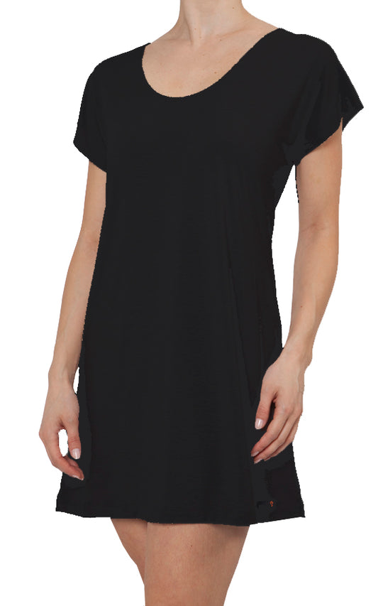 Womens Re-energisers Short Sleeve Sleepshirt - Black