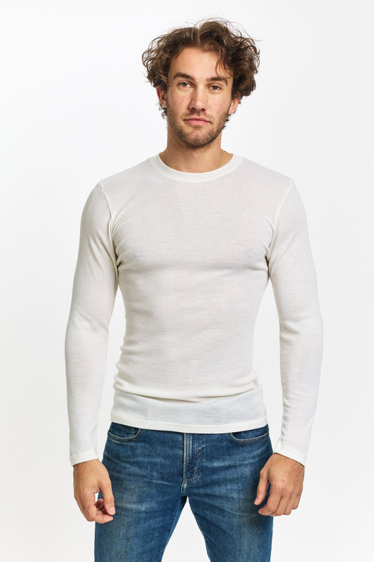 Men's Pure Merino Wool L/Slve Crew Neck - Ivory