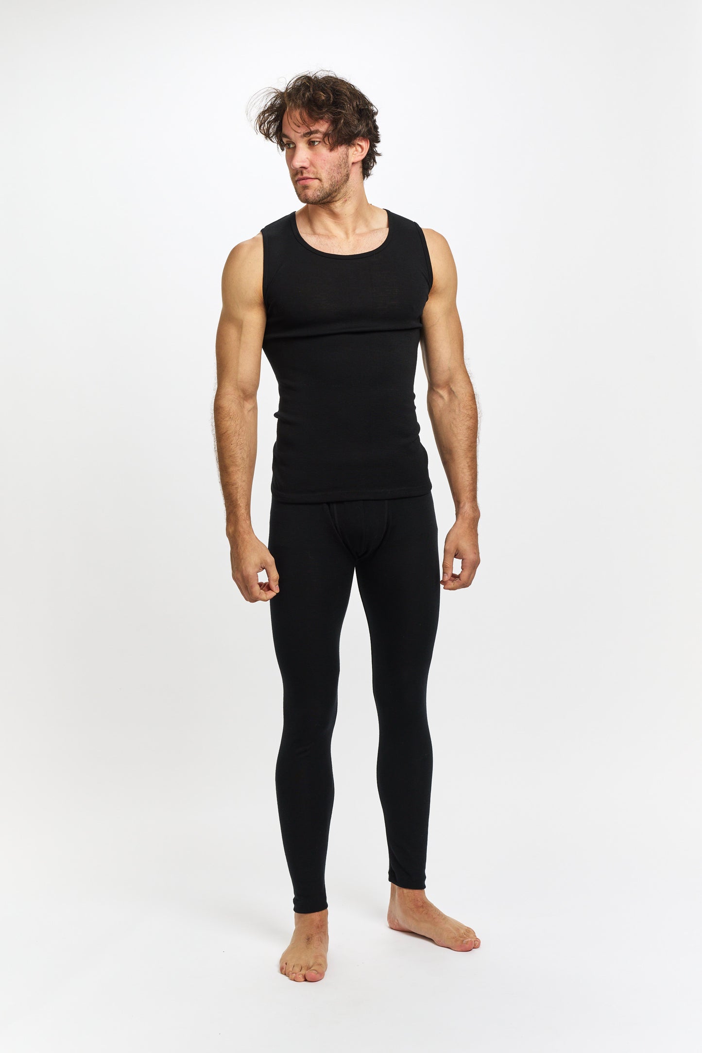 Thermal Underwear Mens Pure Merino Wool Long John Navy