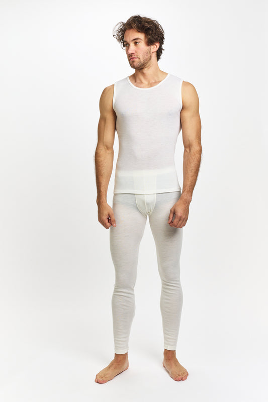 Thermal Underwear Mens Pure Merino Wool Long John - Ivory