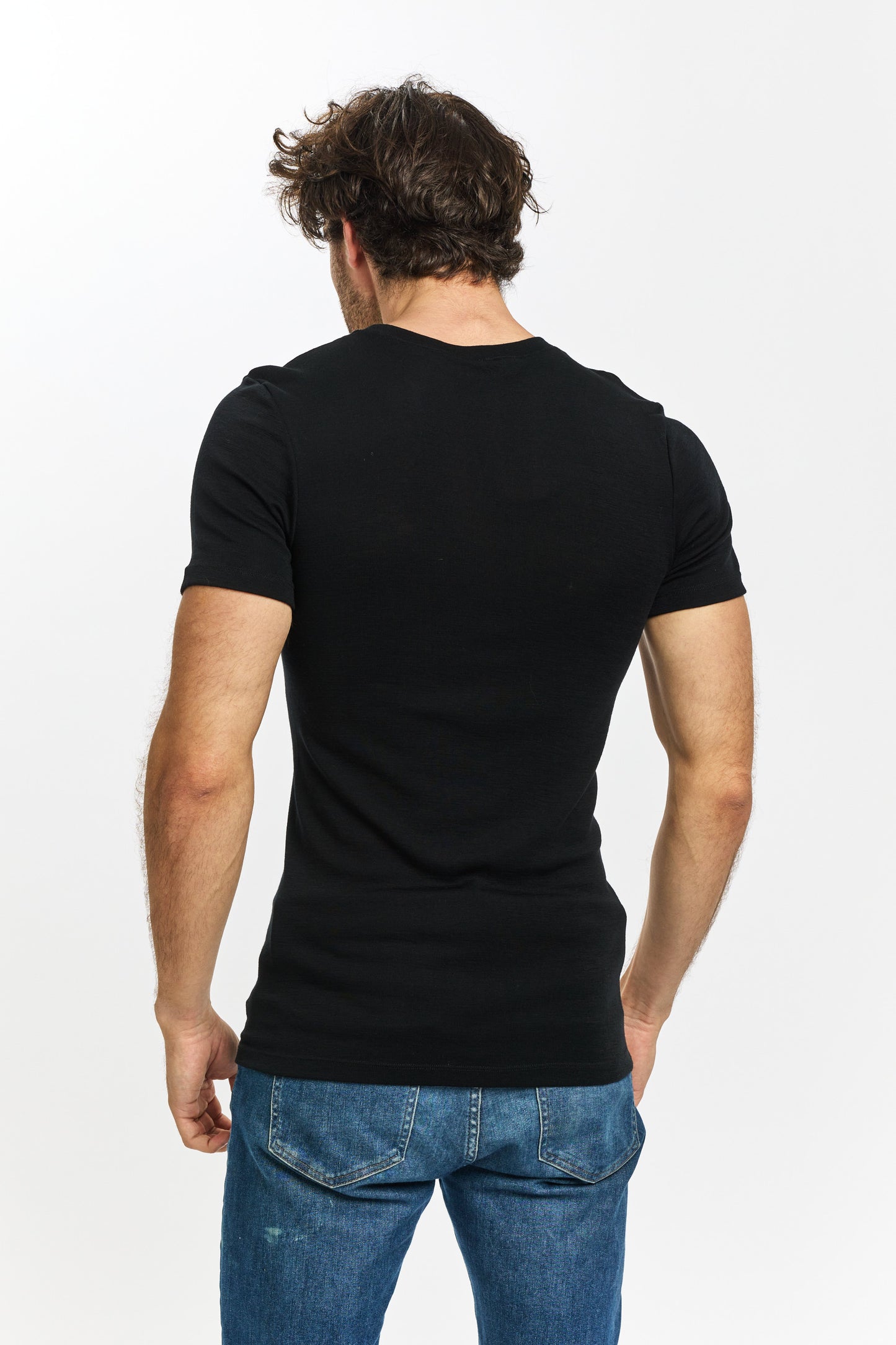 Men's Pure Merino Wool Short Sleeve Crew Neck - Black