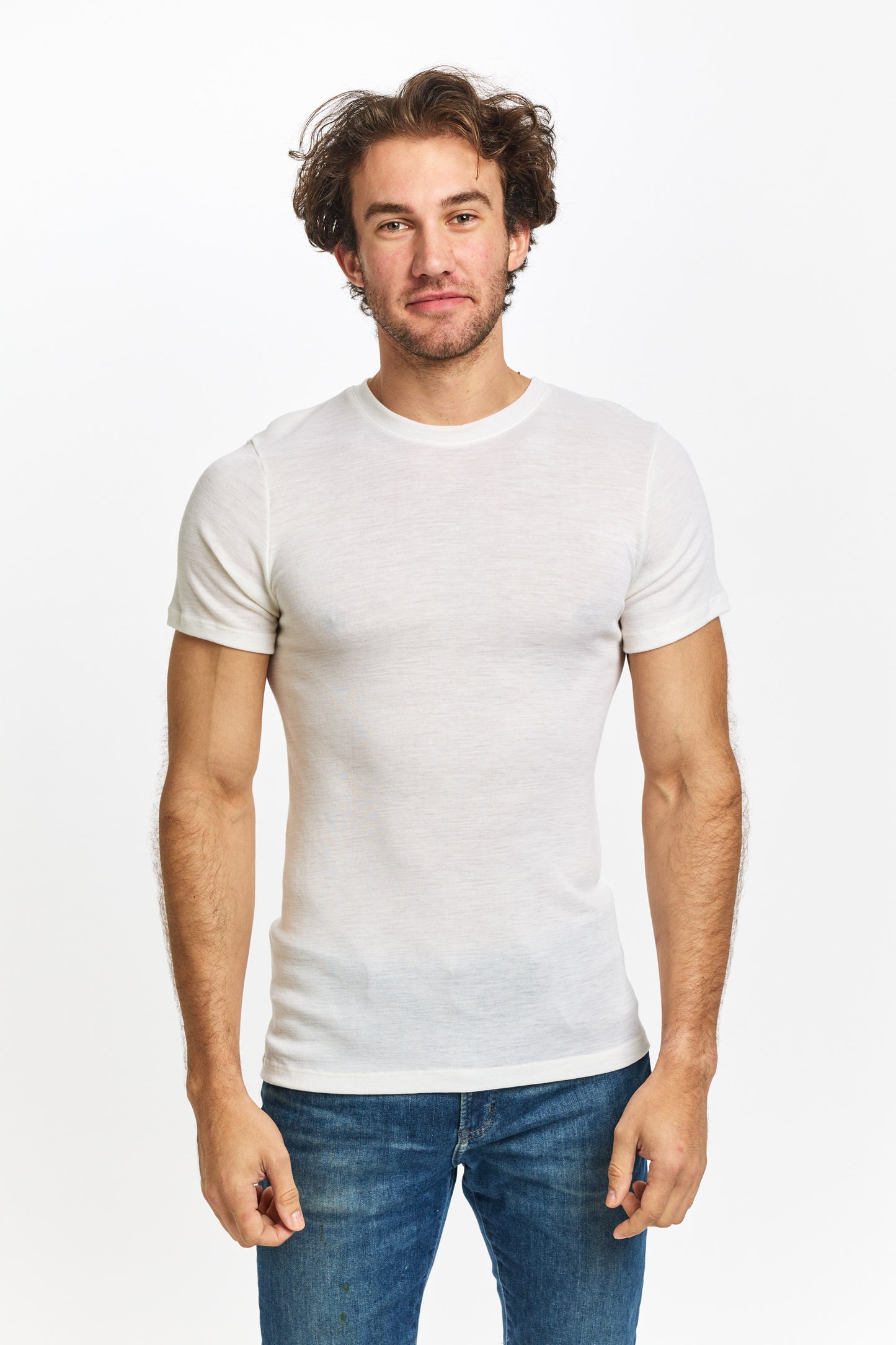 Men's Pure Merino Wool Short Sleeve Crew Neck - Ivory