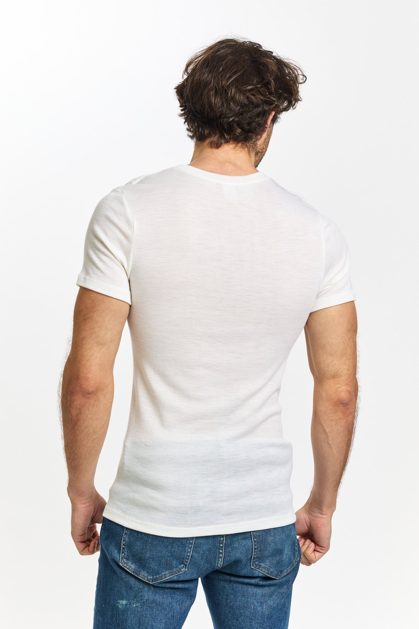 Men's Pure Merino Wool Short Sleeve Crew Neck - Ivory