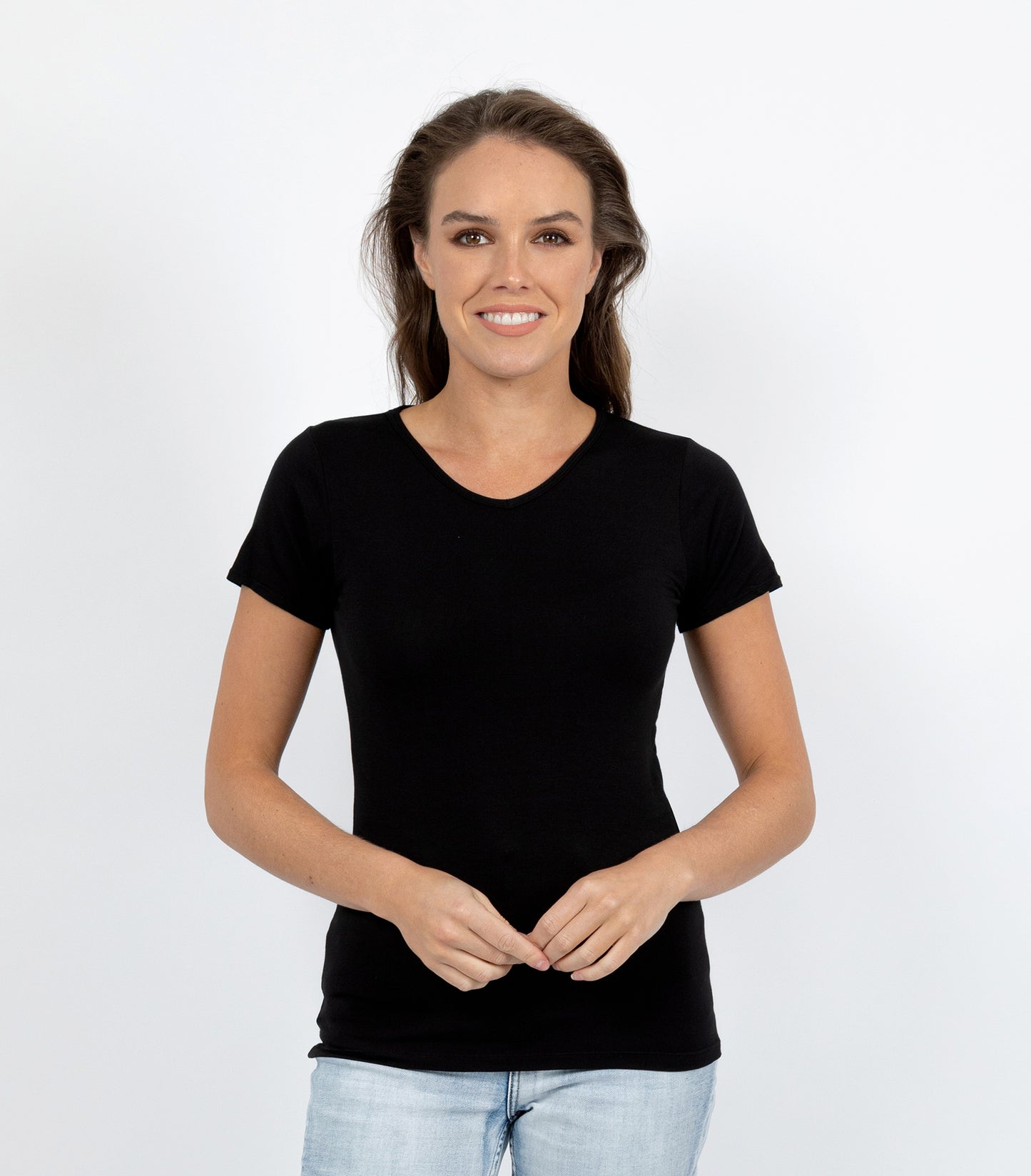 Bamboo Elastane Short Sleeve T-Shirt - Black