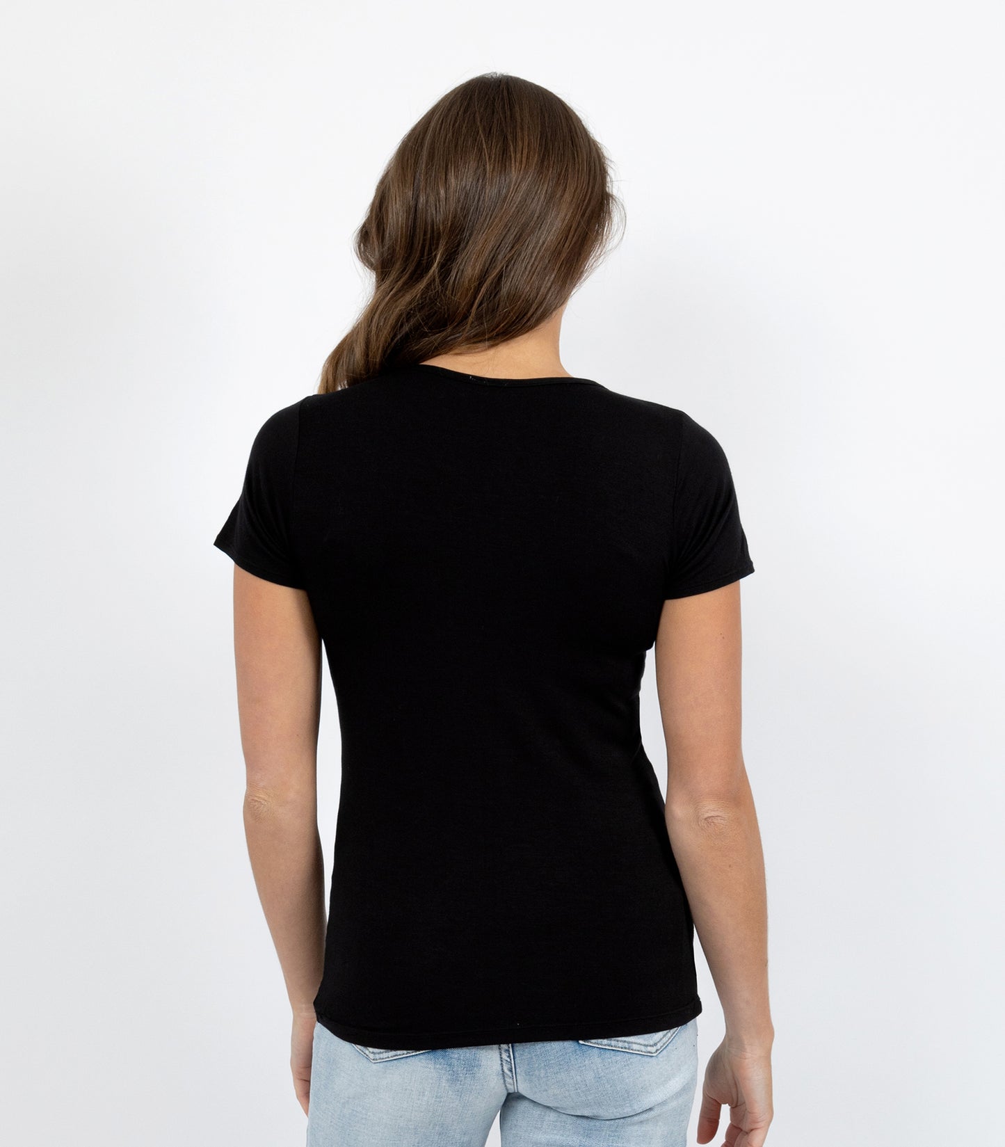 Bamboo Elastane Short Sleeve T-Shirt - Black