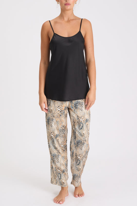 Morning Honey Cute Satin Sleep Pant - Paisley Animal