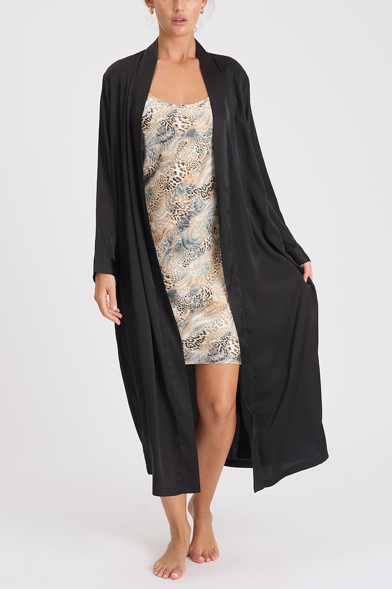 Morning Honey Satin Chemise Black