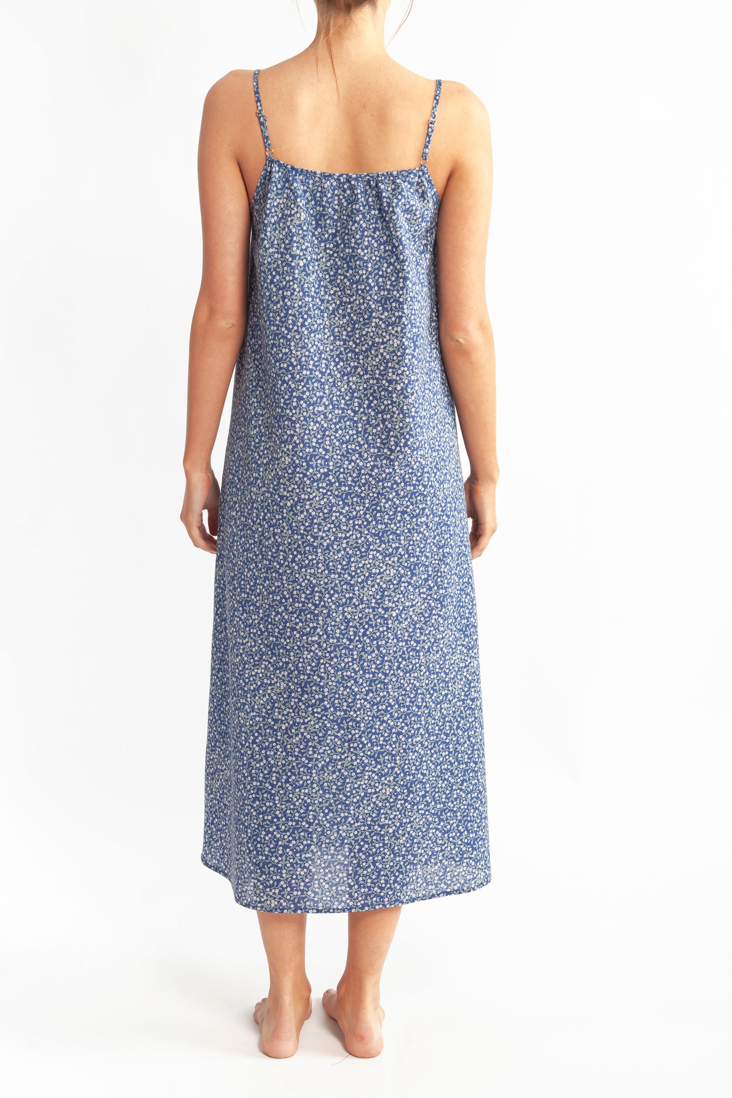 Morning Honey Cotton Voile Nightdress Long - Midnight Print