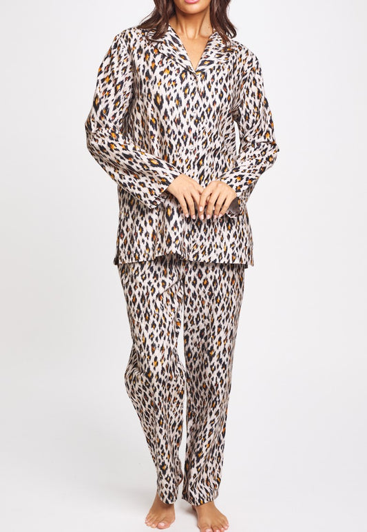 Morning Honey Brushed Cotton PJ Set - Leopard