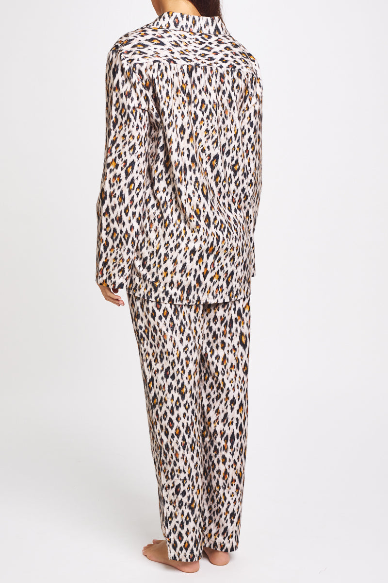 Morning Honey Brushed Cotton PJ Set - Leopard