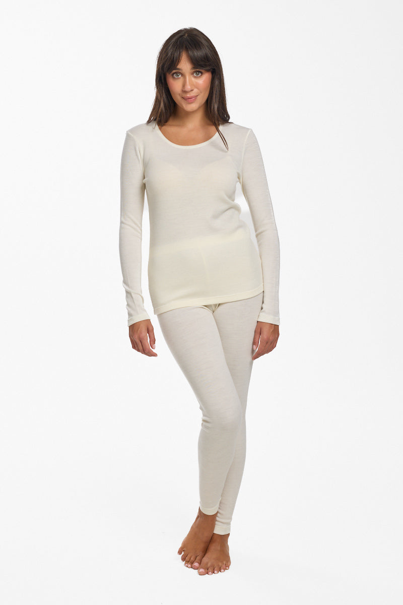 Ultra Warm Pure Merino Wool 240gsm Long Sleeve Ivory