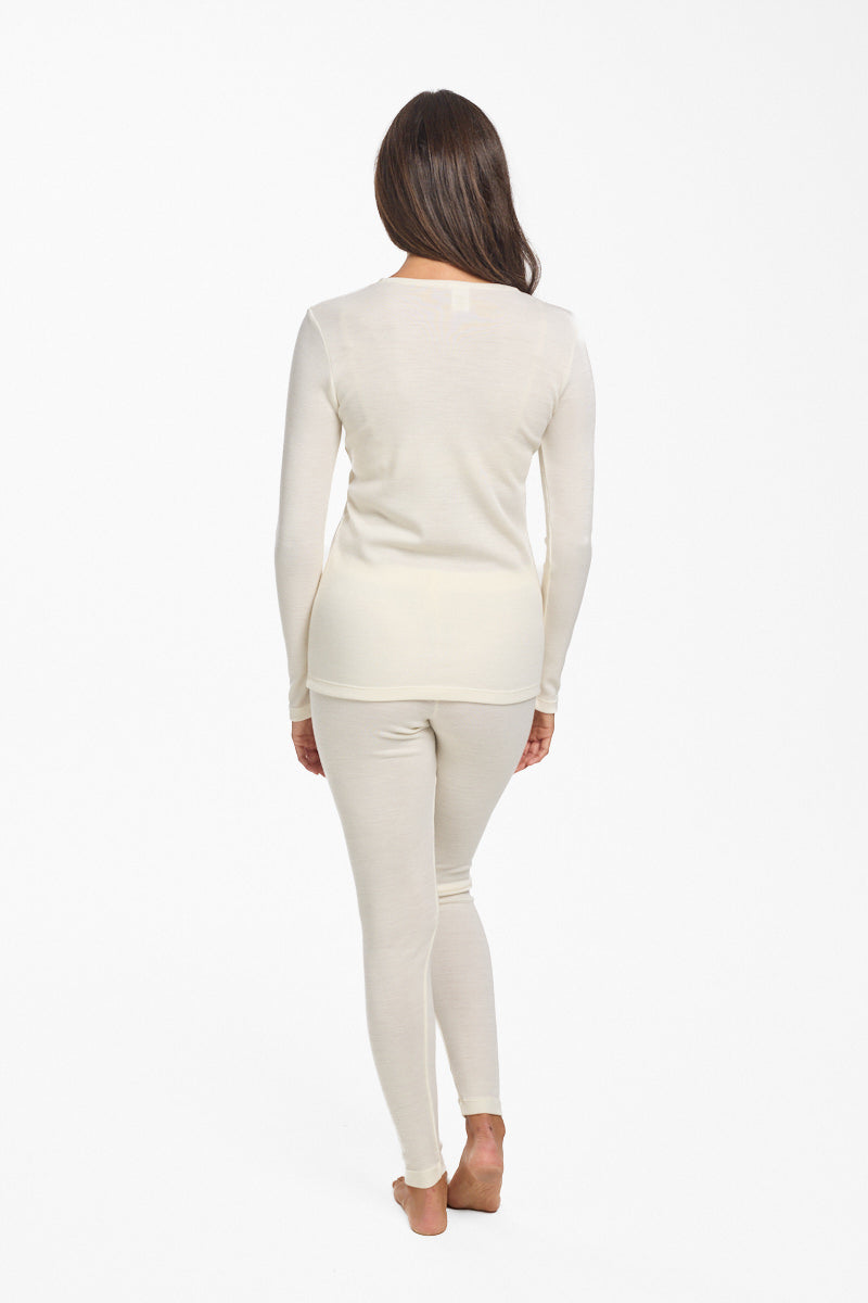Ultra Warm Pure Merino Wool 240gsm Long Sleeve Ivory